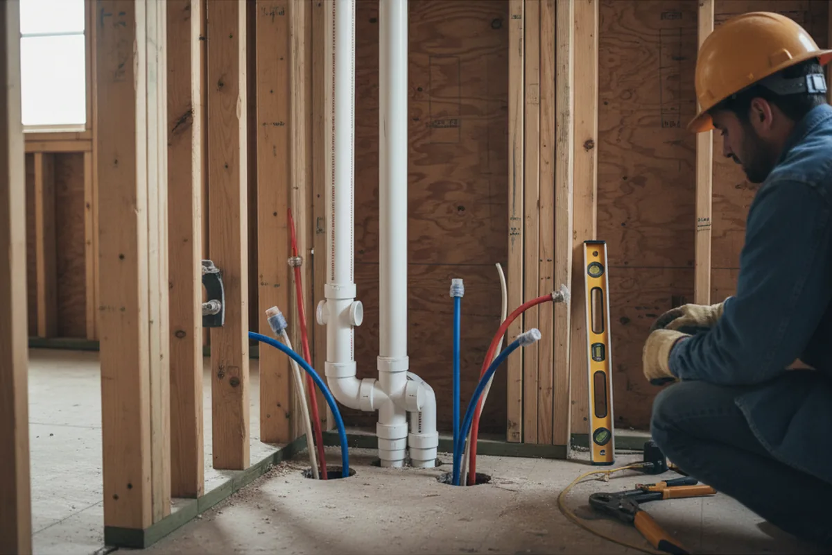 Drain and supply rough-in during Sump Pump Repair in Halls