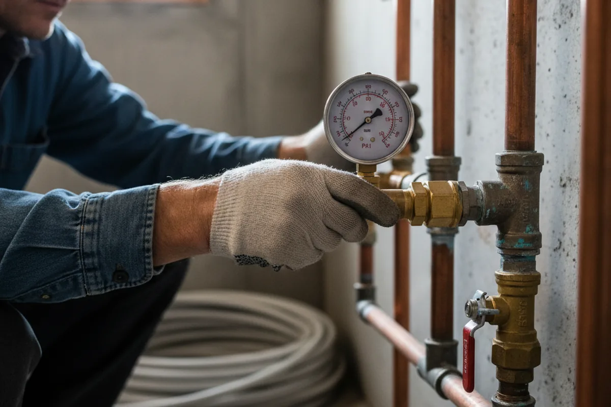 Pressure testing a repaired line during Water Line Repair in Halls